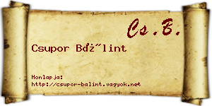 Csupor Bálint névjegykártya